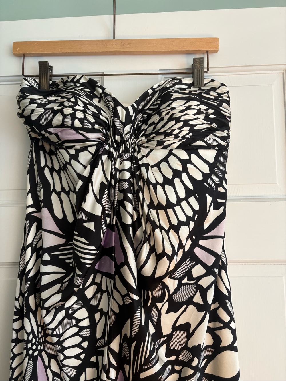 Laundry by Shelli Segal Strapless Sweetheart Long Dress Black White Purple 4 - Picture 7 of 16